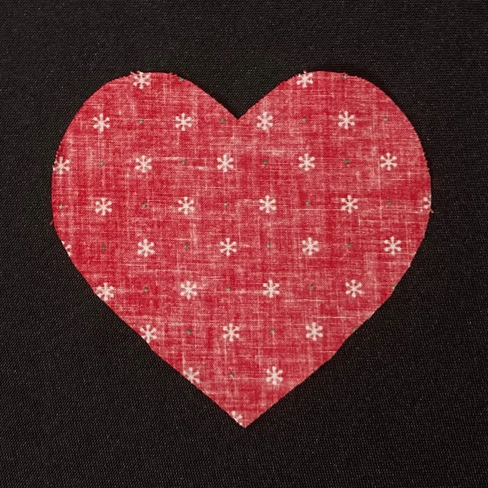 Vintage 1990s Set of 5 Red Heart Shaped Christmas Fabric Scraps 4.5” x 4.5”
